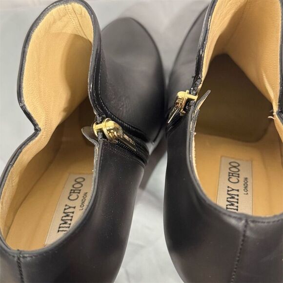 Jimmy Choo Black Leather Platform Ankle Booties Heels Size 39 EU / 8.5 US - Picture 8 of 10